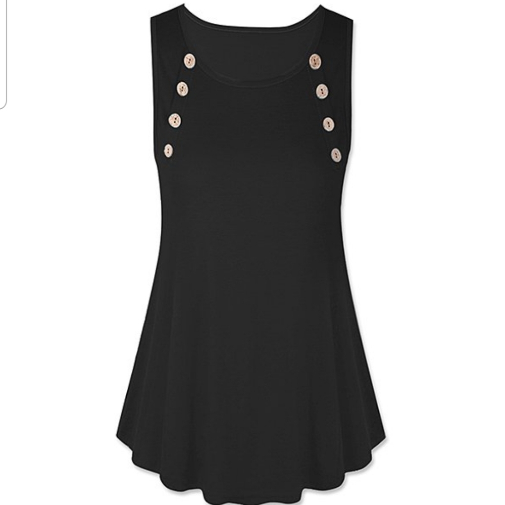 Black Scoop Neck Swing Hem Tank